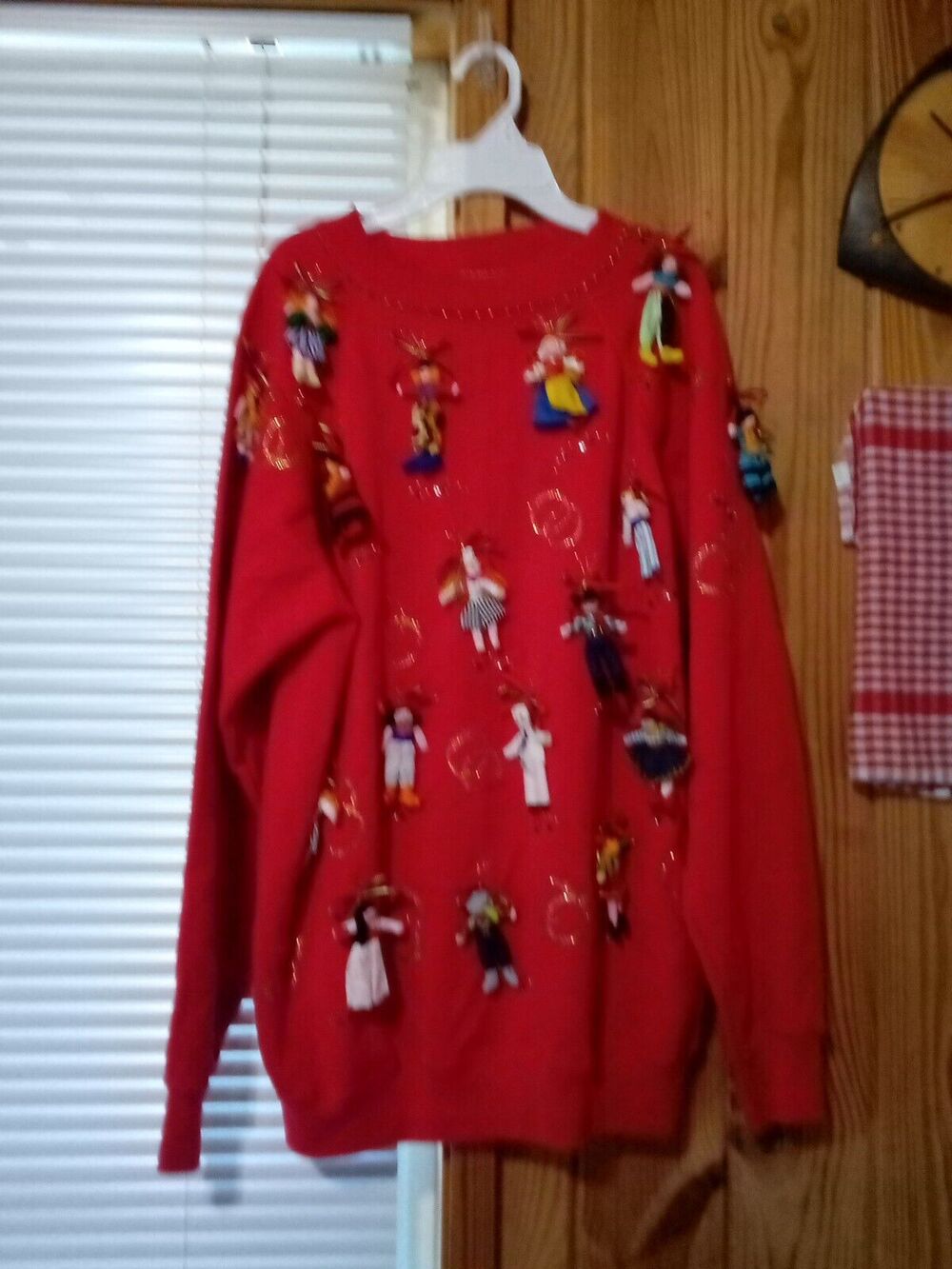 Hanes Her Way Red Embellished XL Sweatshirt, Ugly Christmas Sweatshirt